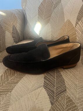 Barneys New York Black Suede Loafers size 10.5 made in Italy